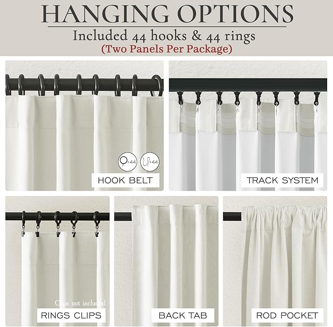 Cute Blackout Curtains 70 Inches Extra Wide Linen 84 Inch Length for Living Room/Sliding Glass Door,Pleated Heavy Duty Thermal Drapes for Winter Thick Large Window(70"Wx84"L 2 Panels Beige White)