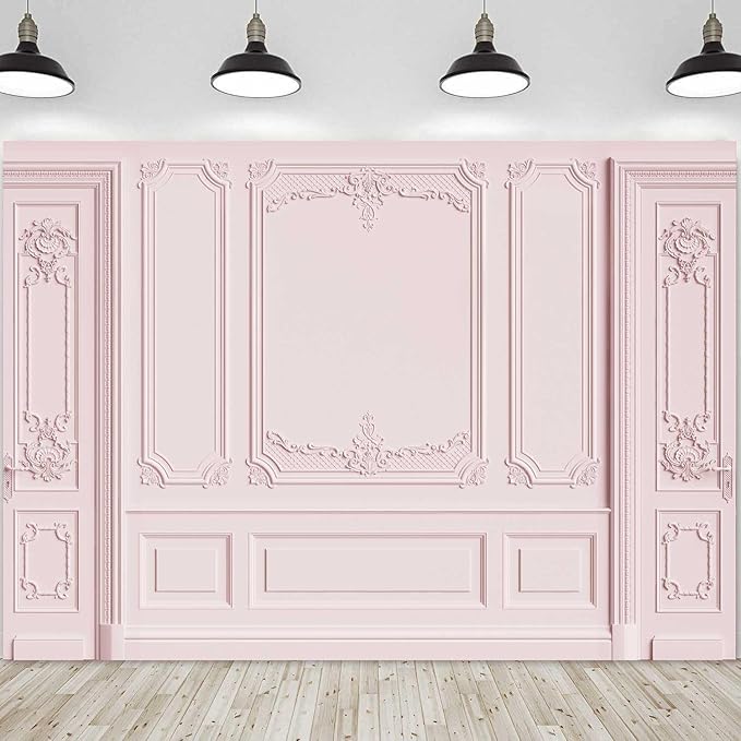 Light Pink Empty Room Wall Photography Backdrop Classic Interior Wedding Photo Background Girls Birthday Baby Shower Party Decorations Photoshoot Props 8x6ft Fabric