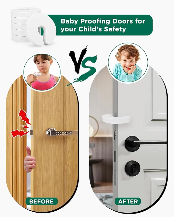 Pack of 6 Door Finger Pinch Guards, Child Proof Door Slam Stopper, Prevents Fingers Injuries, Baby and Pets from Getting Locked in Room,Fits Any Doors Size