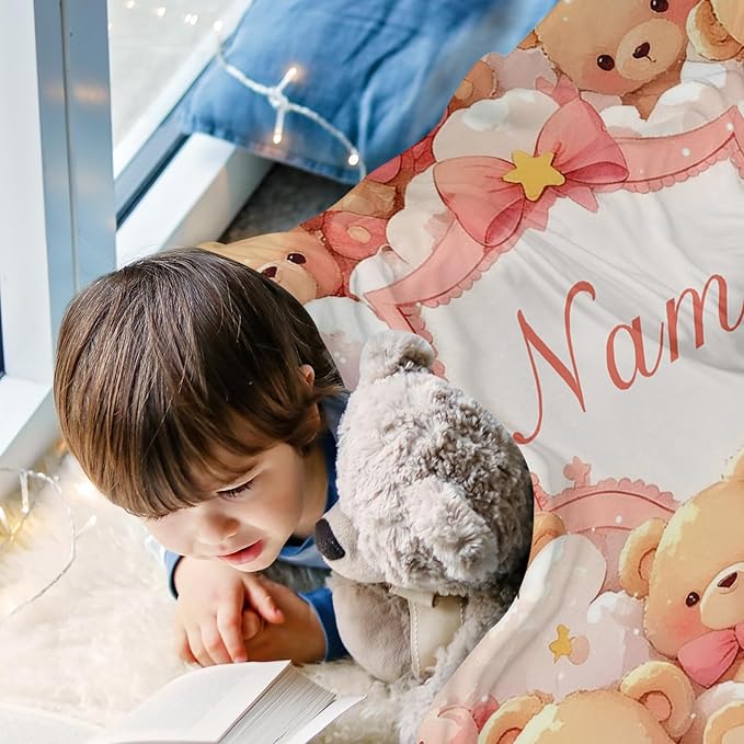 Ship Next Day, Custom Name Blanket - Printed in USA, Personalized Baby Blankets for Girls, Baby Blanket with Name, Ultra-Soft Cozy Fleece Blankets, Gifts for Boys & Girls Kids Teen Girl New Mom