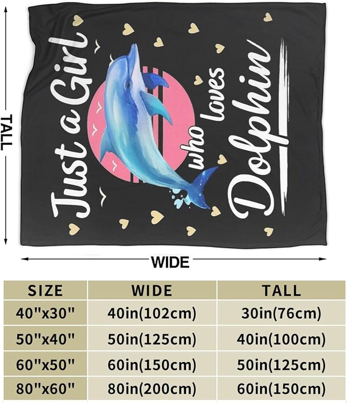 Dolphin Blanket for Girls Ocean Throw Blanket Sea Animal Soft Cozy Fleece Fuzzy Stuffed Plush Flannel Gifts for Women Kids Adults 60"X80"