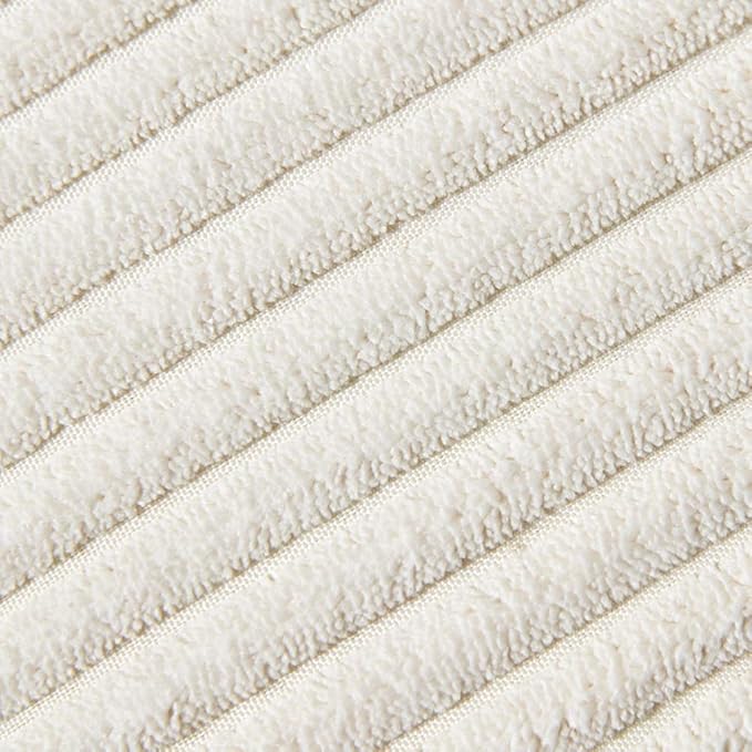 Fancy Homi Pack of 2 Corduroy Soft Decorative Throw Pillow Covers with Pom-poms, Solid Square Cushion Case Pillow Cases Set for Couch Sofa Bedroom Car Living Room (24x24 Inch/60x60 cm, Cream)