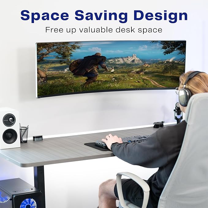VIVO Full Motion Ultrawide Monitor Wall Mount, Fits Ultra-Wide Screens up to 49 inches and 44 lbs, Tilt and Swivel Arm, Black, MOUNT-VW01M