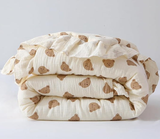 100% Cotton Muslin Crib Comforter/Quilt,Ultra Soft Cozy Reversible Baby Blanket,All Season Toddler Blankets for Boys and Girls, Machine Washable,41"x48"