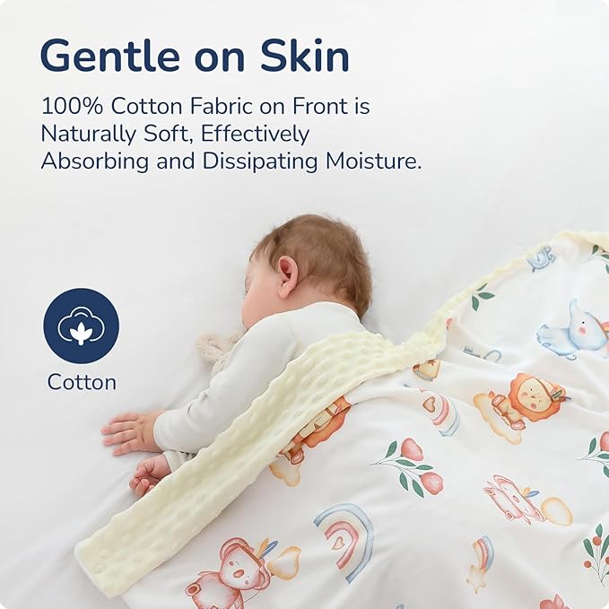 Baby Blankets for Unisex Boys Girls, Reversible Super Soft Blankets for Toddlers with Cotton Front and Dotted Fleece Backing, Lightweight Warm Crib Blanket for All Seasons 30"x40"(Elephant)