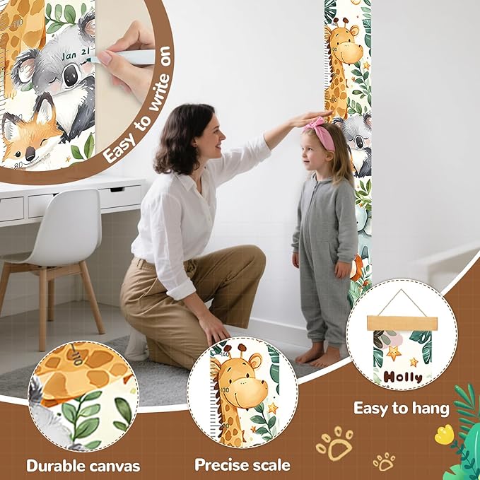 Personalized Painted Flower Insects Growth Chart for Wall Kids, Name Height Chart for Kids, for Nursery & Bedroom, Baby Shower Gift (59" x 7.8")