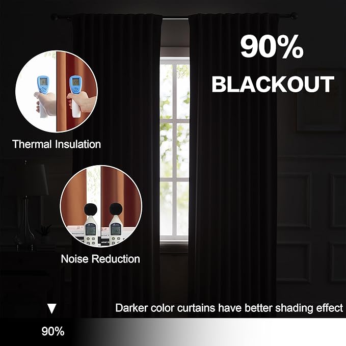 DUALIFE 132 Inch Extra Long Room Darkening Curtains 2 Panels Set Back Tab Pocket Thermal Insulated Energy Efficient Patio Sliding Door Curtains for Living Room 52 by 132 Inch Brown Orange