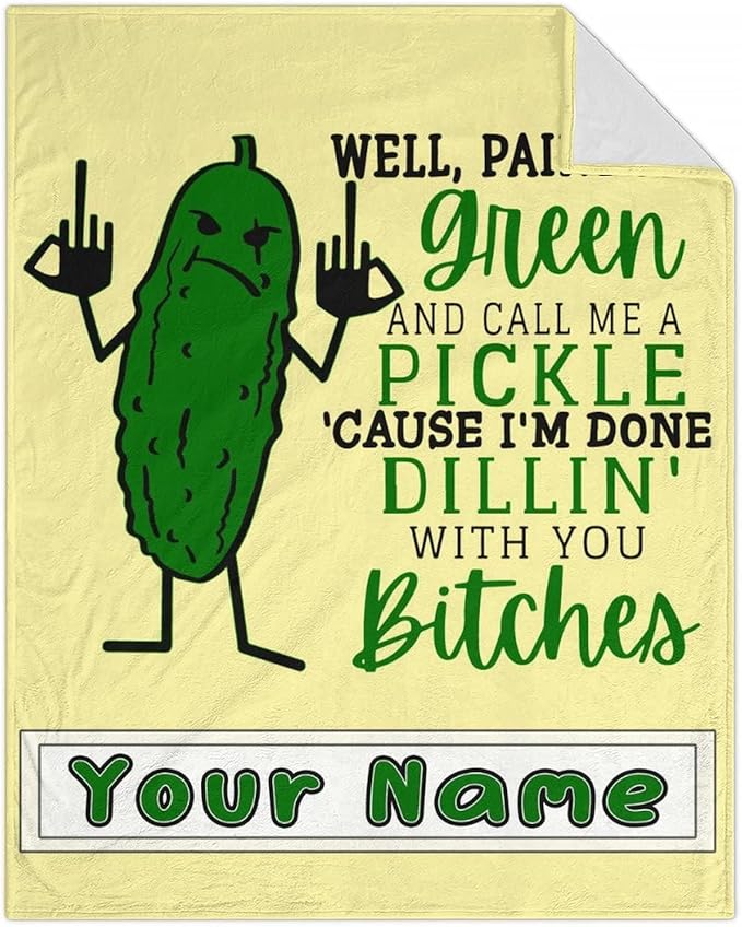 Custom Pickle Throw Blanket for Kids - 40x50 Inches Crib Size - Soft Fluffy Cozy Blankets Gift - Beige Novelty Blanket Throws for Travel, Office