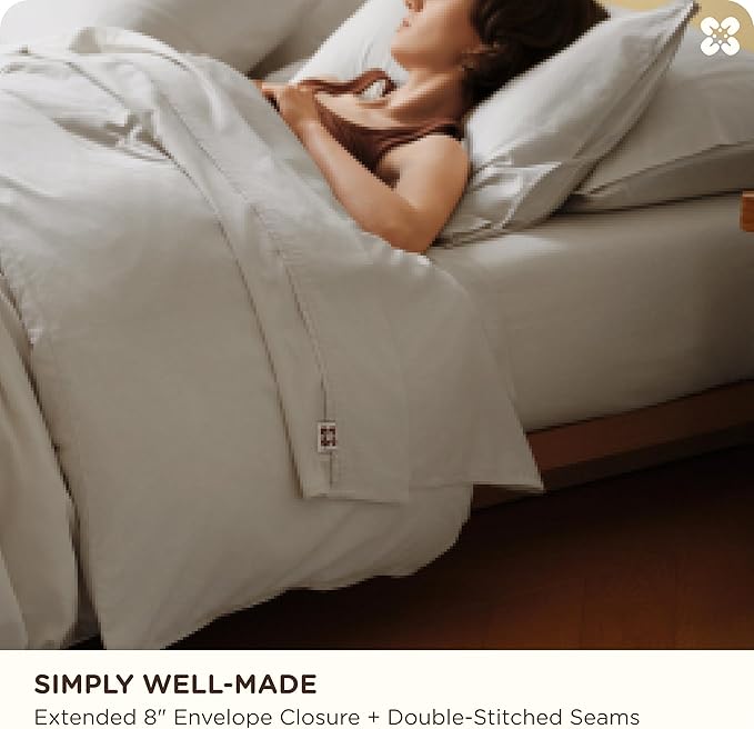 Bedsure Cooling Duvet Cover Queen Size, Cotton & Rayon Derived from Bamboo Blend Duvet Cover Set for Hot Sleepers,Ultra-Soft, Breathable & Lightweight Home Bedding for All Seasons (Linen,90"x90")