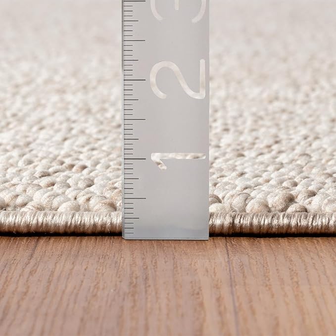LUXE WEAVERS Solid Machine Woven Beige 2x8 Area Rug, Indoor Stain-Resistant Carpet