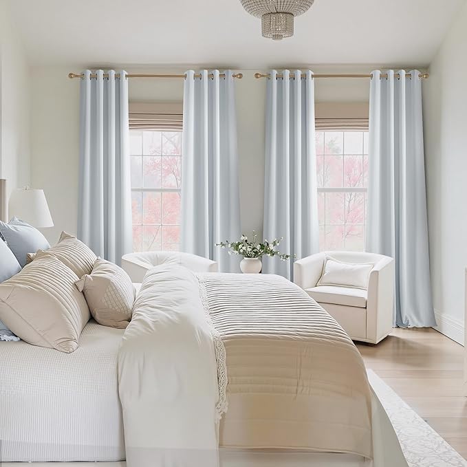 NICETOWN Greyish White Curtains 84 inches Long 2 Panels Set, Thermal Insulated Grommet Curtains, Easy Clean Light Blocking Shades for Living Room, Bathroom, Window, Holiday Decor, Kids Room