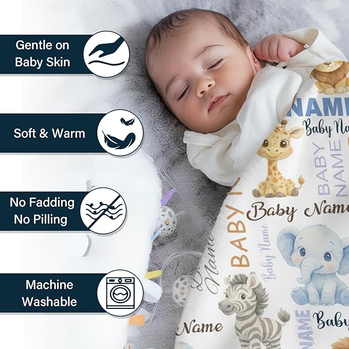 Ship Next Day Custom Name Blanket,Personalized Baby Blankets for Kids, Ultra-Soft Cozy Flannel Blankets, Customized Gifts for Boys & Girls Kids Teenagers.