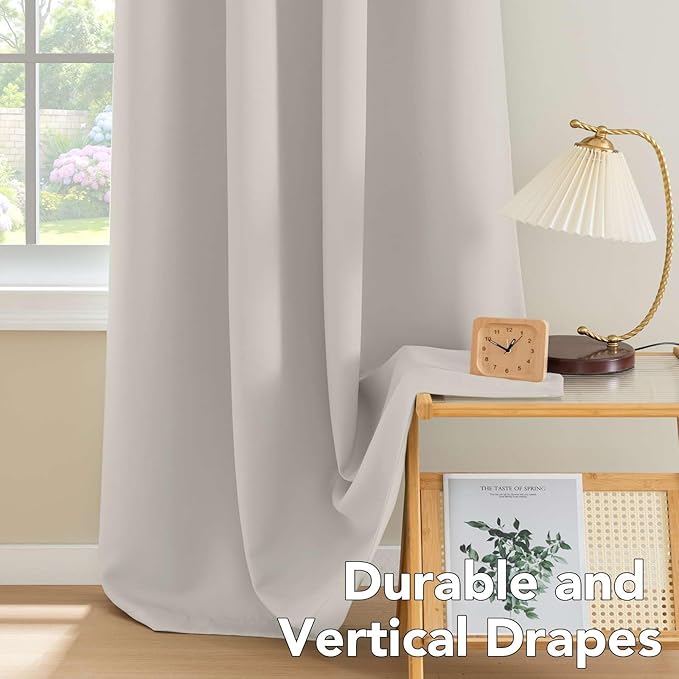 H.VERSAILTEX Blackout Curtains for Bedroom Thermal Insulated Room Darkening Living Room Curtains 63 Inch Long Grommet Privacy Protection Window Curtain Panels/Drapes for Nursery,2 Panels,Ivory/Cream