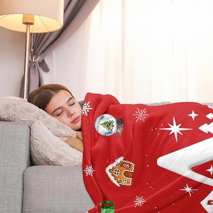 Ship Next Day, Custom Christmas Blanket - Merry Christmas Personalized Blanket, Xmas Gifts for Family Mom Dad Daughter Son Grandkids, for Teen Girls Women Man, Stocking Stuffers