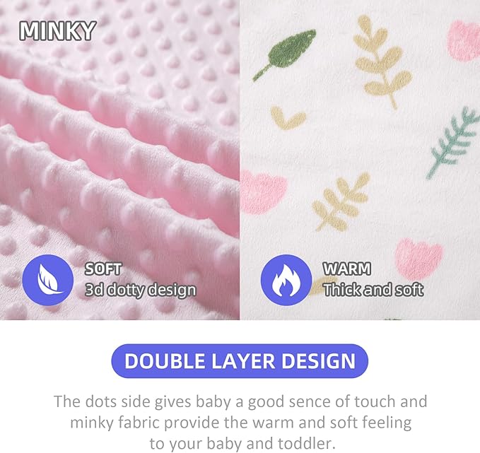iEvolve Baby Nursery Bed Blankets Ultra Soft Double Layer Mini Blanket Minky Blanket Receiving Blankets Shower Gifts(Flower,30 * 47in)
