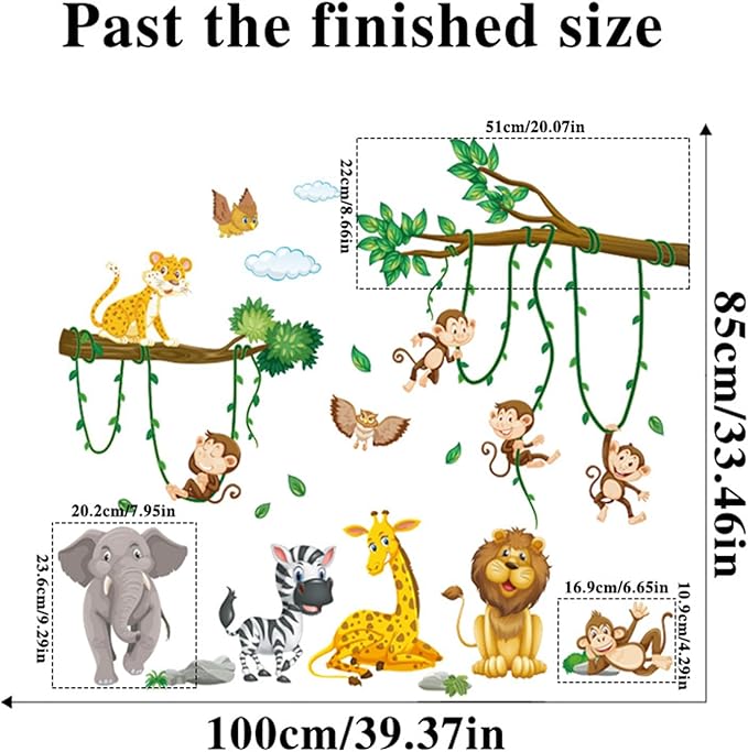 Tree Wall Decals Decor for Bedroom Trapeze Monkey Wall Stickers for Living Room Animal Wall Decor for Bedroom Murals Stickers & Murals 3D DIY Art as Decorations