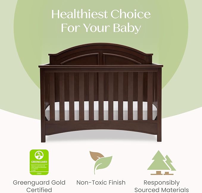 Delta Children Perry 6-in-1 Convertible Crib - Greenguard Gold Certified, Walnut Espresso