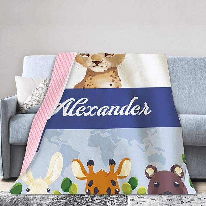 Personalized Baby Blankets for Boys Girls, Custom Name Blue Leopard Baby Blanket, Soft Receiving Blanket for Newborns and Toddlers, Ideal for Baby Showers and Nursery Decor