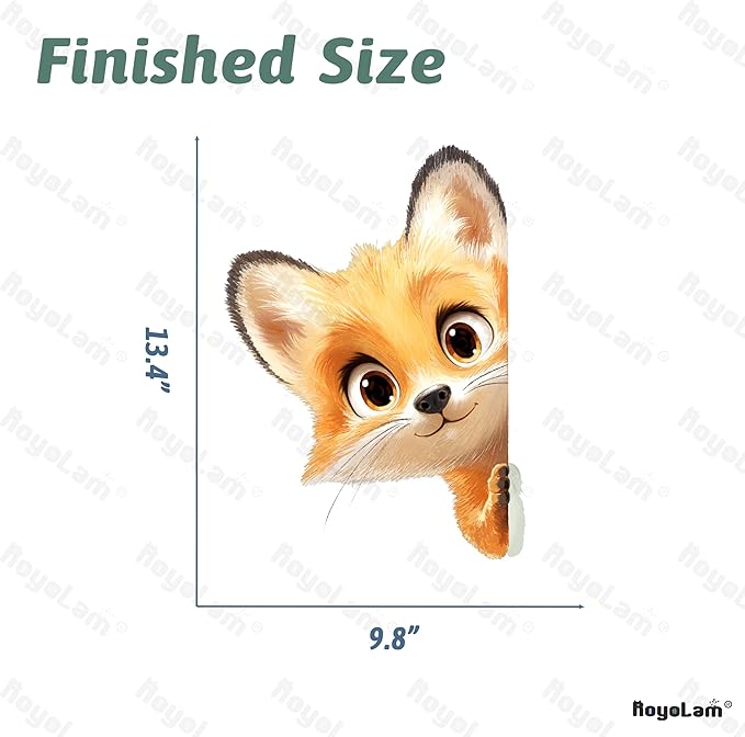 Peekaboo Fox Wall Decals Removable Watercolor Animal Peeking Vinyl Stickers for Nursery Living Room and Kids Playroom Cartoon Decor Peel and Stick Wall Art