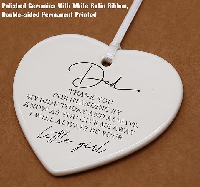 Heart Shaped Christmas Ornament-Father of The Bride Gift-Keepsake from Daughter Wedding Day Present-Bridal Shower Decor-I Will Always Be Your Little Girl