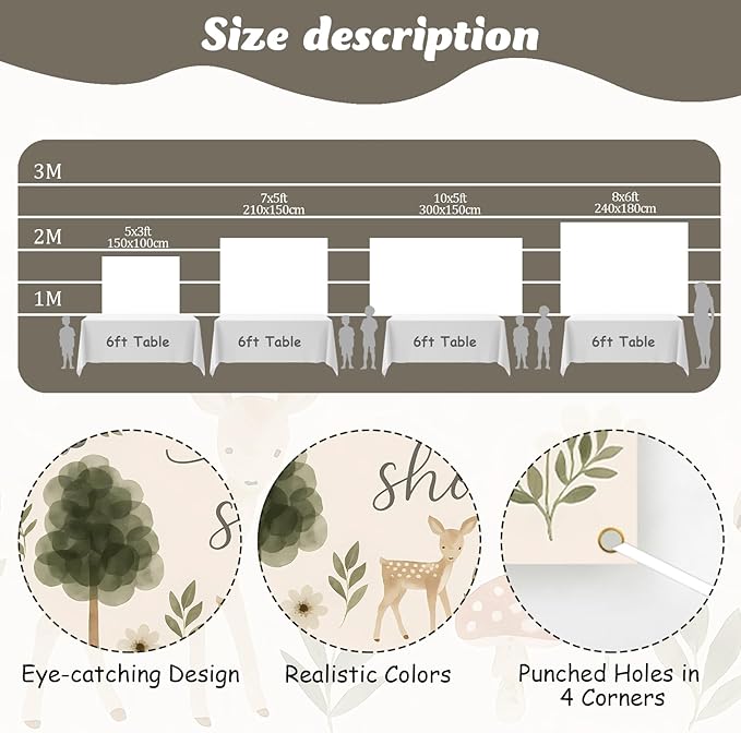 Woodland Baby Shower Backdrop Woodland Creature Baby Shower Decorations Rabbit Deer Bear Forest Animals Nature Party Banner for Jungle Safari Rustic Animals Gender Reveal Photo Props 5 * 3ft