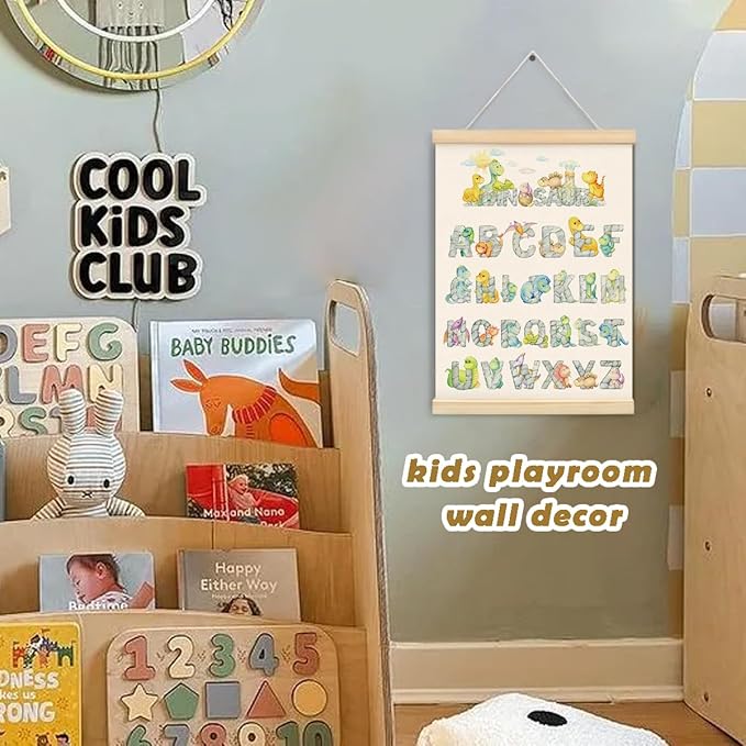 ShowDraven Funny Dinosaur Wall Decor,Classroom Decoration, Cute Letter Alphabet Bedroom Classroom Nursery Playroom Wall Decor, Gifts for Boys Girls Nursery Kids, 12x16 Inch