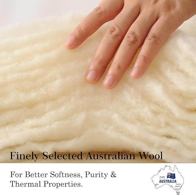 CUDDLE DREAMS Wool Comforter Duvet Insert, 100% Australian Wool Filling with Soft Noiseless Cotton Shell, Natural Warmth (Heavyweight for Winter, Queen)