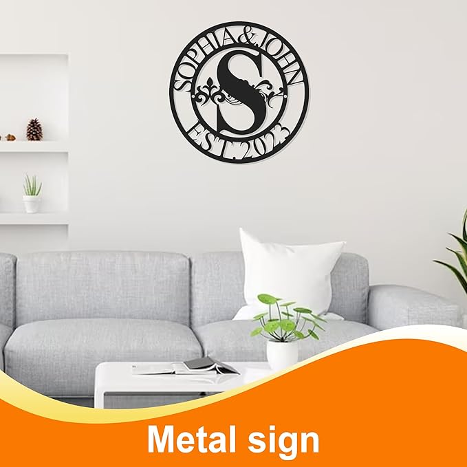 Custom Metal Signs, Indoor/Outdoor Metal Wall Art, Letter Monogram Wall Decor, Metal Last/Family Name Sign, Personalized Wedding/Anniversaries/Housewarming Gift for Couples