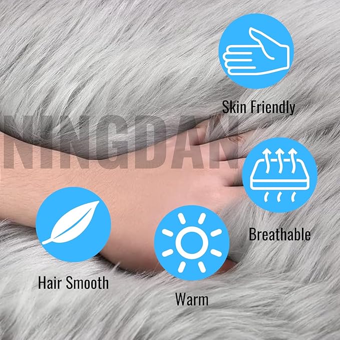 12inch Square Small Faux Fur Sheepskin Cushion Soft Plush Area Rug,Photo Background for Small Product Desktop Photography,Display and Decor,Jewelry,Nail Art,Locker Accessories (Grey)