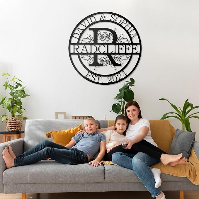 Personalized Metal Signs | Split Monogram Letter with Name | Custom Outdoor Metal Sign | Home Decor Sign | Personalized Family Name Sign | Housewarming Gift for Couples | Monogram Wall Decor