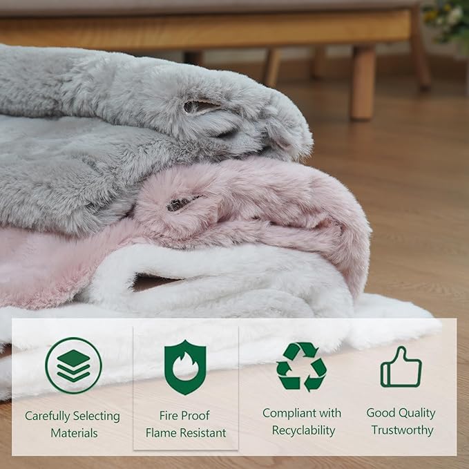 Latepis Fluffy Shag 2x6 Rug Grey Fuzzy Throw Area Rug Washable Gray Faux Rabbit Fur Plush Soft Rugs for Bedroom Accent Rugs for Kids Room Nursery Cute Room Decor