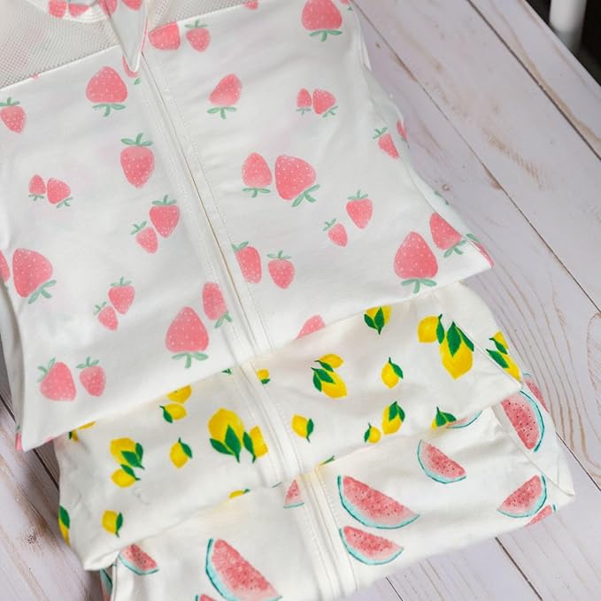Happiest Baby SNOO Sleep Sack - 100% Organic Cotton Baby Swaddle Blanket - Doctor Designed Promotes Healthy Hip Development (Ivory Strawberries, Large)