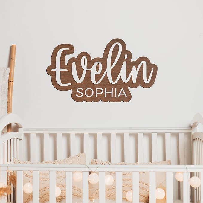 Baby Name Sign, Custom Nursery Name Sign, Wooden Kids Room Decor, Wall Decor