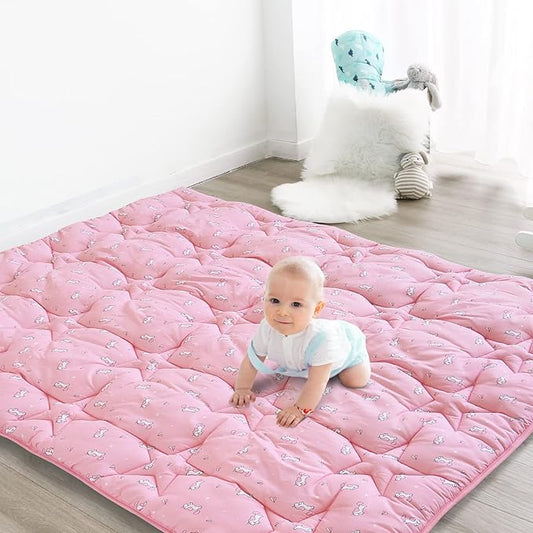 SPRINGSPIRIT Baby Play Mat, 47x47 Infant Play Mat for Playpen, Thicken Baby Mat for Floor, Non-Slip Washable Playmat for Babies, Toddlers, Pink