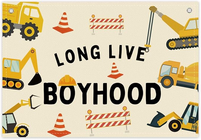Long Live Boyhood Boys Room Decor - Linen Nursery Banner for Toddler Room Decoration, Farmhouse Kids Wall Hanging, Canvas Banner Flag for Baby Shower, Birthday Gift - A02