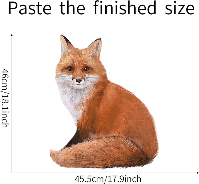 ROFARSO Lifelike Cute Lovely Red Fox Animal Wall Stickers Removable Wall Decals Peel and Stick Wall Art Decorations Home Decor for Kid Nursery Baby Bedroom Living Room Playing Room Mural