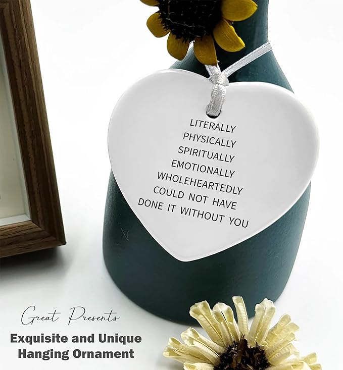 Ceramic Heart Shaped Christmas Ornament-Appreciation Gift for Him Her-Wedding Thanksgiving Decorative Ceramic Keepsake Ornament for Couple Friends Family-Love Gratitude Thank You Gift Idea