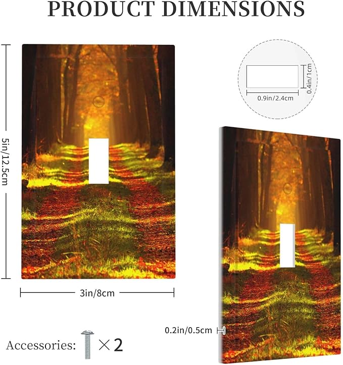 Rustic Nature Tree Autumn Maple Leaf Single Toggle Wall Plate Covers 1 Gang Light Switch Cover Gold Fall Leaves Woodland Park Foliage Tree Faceplate Decorative Electrical for Bathroom Kitchen Home