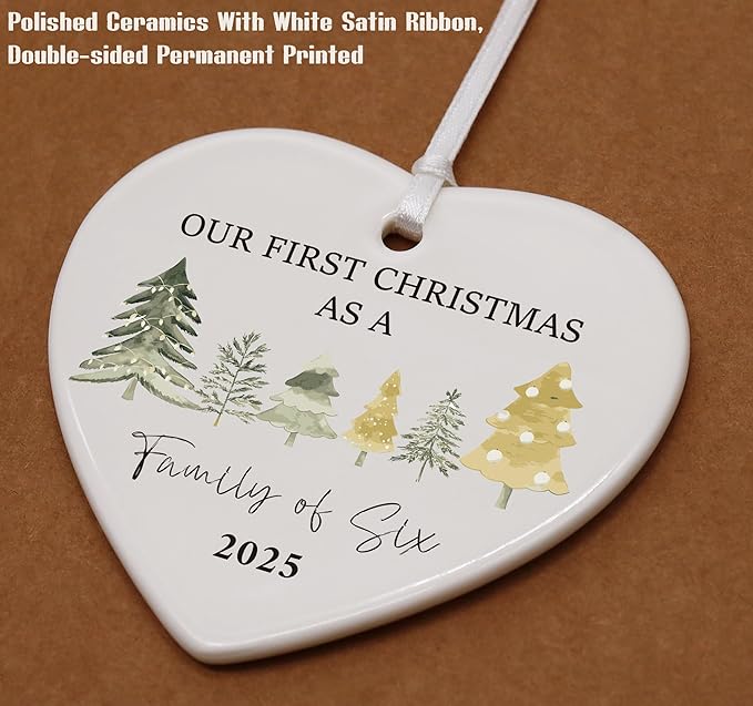 2025 Christmas Tree Ornament Decor Gift-Our First Christmas as a Family of Six-New Parents Mom Dad Gift-Baby,Shower Present for New Baby Newborn-The Fourth Child Present-Home Decor-Tree Theme