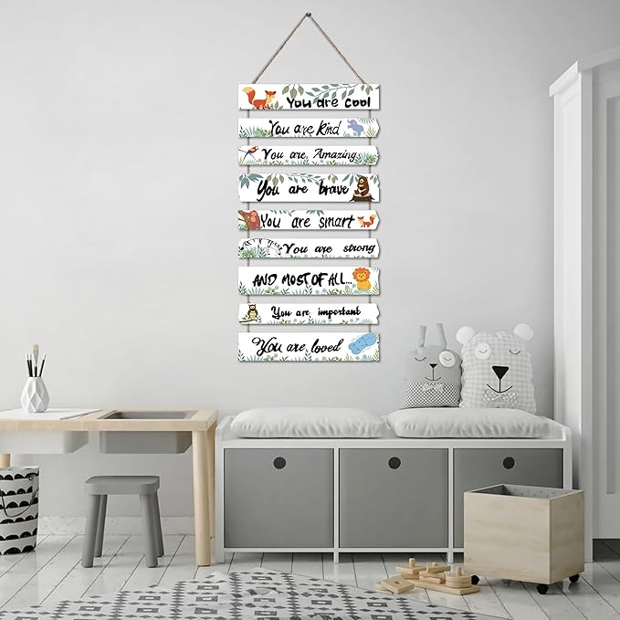 Woodland Nursery Room Decor for Baby Bedroom - Jungle Safari Animal Theme Wall Decor for Toddler Boy or Girl - Colorful Elephant Giraffe Lion Forest Wall Art Decorations