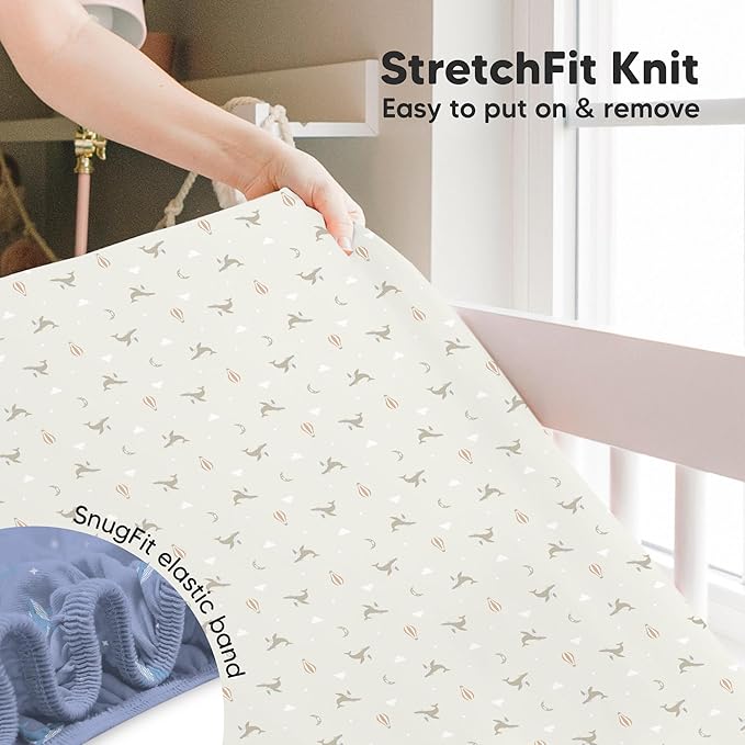 KeaBabies 2-Pack Baby Crib Sheets for Boys, Girls - 52x28 Viscose Derived from Bamboo Toddler Bed Sheets Neutral, Fitted Crib Mattress Cover for Standard Baby Bedding, Soft & Cozy (Marine Muse)