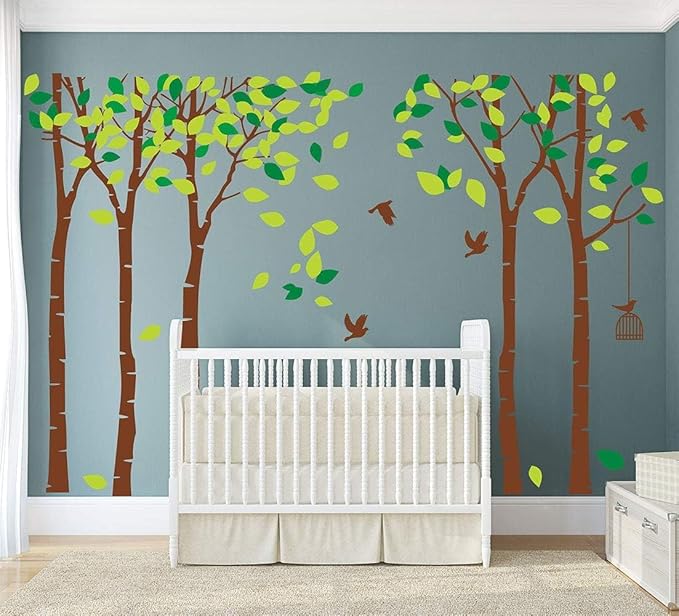 Giant Jungle Tree Wall Decal Tree Wall Sticker Removable Vinyl Sticker Mural Art Kids Room Nursery Bedroom Living Room Decoration (103.9x70.9)