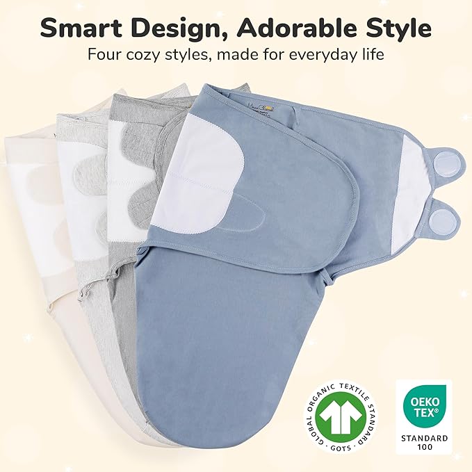 Mama Cheetah Baby Swaddle Sack 3-6 Month, Organic Cotton Swaddling Sleep Sack, Infant Swaddle Blanket, Swaddle Wrap for Large Babies, Easy Swaddles for Girl, 4-Pack