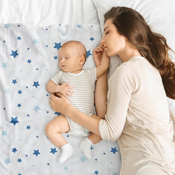 Baby Blankets for Unisex Boys Girls, Soft Nursery Crib Blankets with Dotted Fleece Back for Newborns Toddlers 30x40 Inch Blue Star Bed Throws