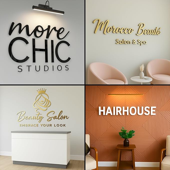 Custom Business Acrylic Sign, Personalized Acrylic Letters for Signs, 3D Laser Cut Business Logo Sign for Wall Company, Retail Studio, Beauty Salon, Cafe Shop