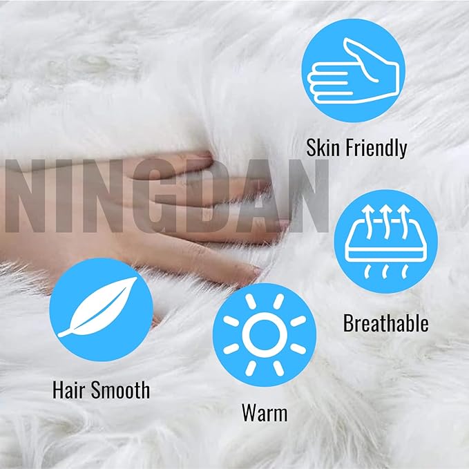 12inch Square Small Faux Fur Sheepskin Cushion Soft Plush Area Rug,Photo Background for Small Product Desktop Photography,Display and Decor,Jewelry,Nail Art,Locker Accessories (White)