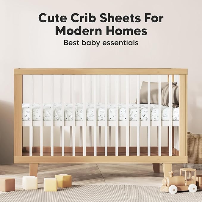 KeaBabies 2-Pack Baby Crib Sheets for Boys, Girls - 52x28 Viscose Derived from Bamboo Toddler Bed Sheets Neutral, Fitted Crib Mattress Cover for Standard Baby Bedding, Soft & Cozy (Woodland)