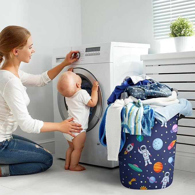 Kids Laundry Basket Christmas Basket Space Toy Dirty Clothes Storage Bins Collapsible Laundry Baskets Boys Room Decor Christmas Gifts
