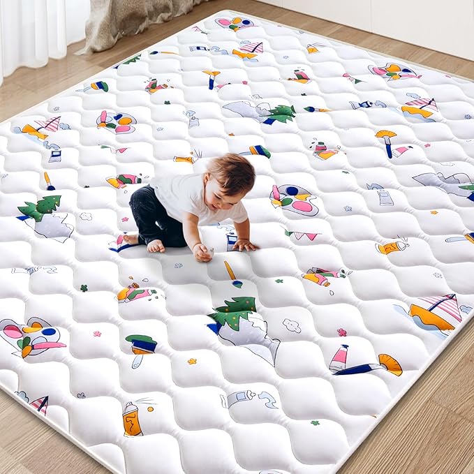 Baby Play Mat - 65" X 50",Premium Thicker Foam One-Piece Crawling Mat, Machine Washable, Extra Large Anti-Slip Activity Playmat for Babies, Toddlers & Infants