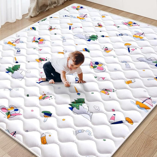 Baby Play Mat - 65" X 50",Premium Thicker Foam One-Piece Crawling Mat, Machine Washable, Extra Large Anti-Slip Activity Playmat for Babies, Toddlers & Infants